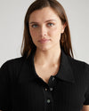 Jacqueline Short Sleeve Polo Sweater - Black Image Thumbnmail #1
