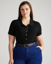 Jacqueline Short Sleeve Polo Sweater - Black Image Thumbnmail #2