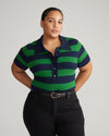 Jacqueline Short Sleeve Polo Sweater - Navy/Mineral Green Image Thumbnmail #1