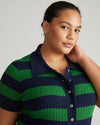 Jacqueline Short Sleeve Polo Sweater - Navy/Mineral Green Image Thumbnmail #2