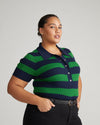 Jacqueline Short Sleeve Polo Sweater - Navy/Mineral Green Image Thumbnmail #3