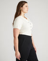 Jacqueline Short Sleeve Polo Sweater - Crisp White Image Thumbnmail #3