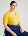 Jacqueline Short Sleeve Polo Sweater - Yellow Image Thumbnmail #1