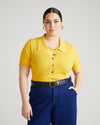 Jacqueline Short Sleeve Polo Sweater - Yellow Image Thumbnmail #2