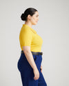 Jacqueline Short Sleeve Polo Sweater - Yellow Image Thumbnmail #3