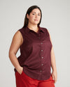 Perfect Tencel Chambray Sleeveless Shirt - Black Cherry Image Thumbnmail #1