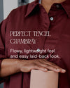 Perfect Tencel Chambray Drop Waist Shirtdress - Black Cherry Image Thumbnmail #4