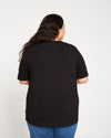 Lily Liquid Jersey V-Neck Stovepipe Tee - Black Image Thumbnmail #4