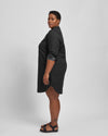 Hannah Stretch Cotton Chambray Shirtdress - Black Image Thumbnmail #8